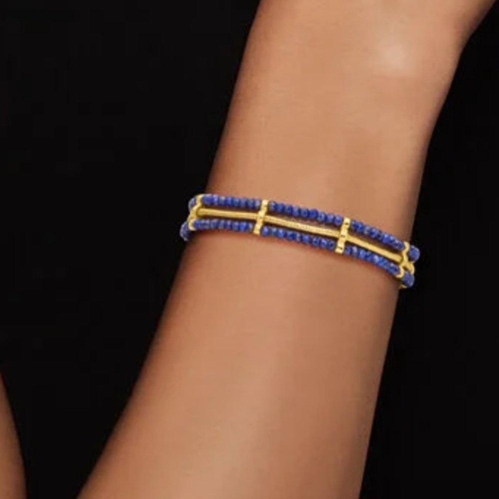 Ross Simon Lapis Bead and Snake-Chain Bracelet in Gold Over Sterling - Picture 2 of 7